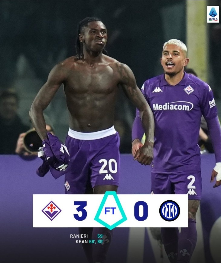  效率完勝！佛羅倫薩3-0國(guó)米全場(chǎng)數(shù)據(jù)：射門10-11，射正6-2