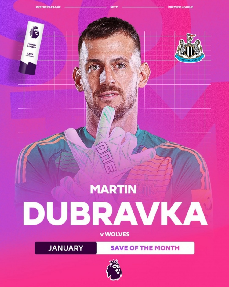  近距離擋出拉爾森射門！杜布拉夫卡榮獲英超1月最佳撲救