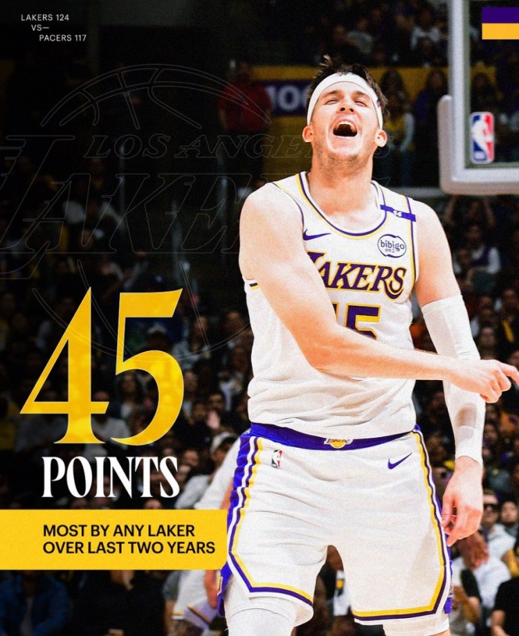  詹眉也沒做到！里夫斯爆砍45分 湖人近兩年以來(lái)單場(chǎng)最高分