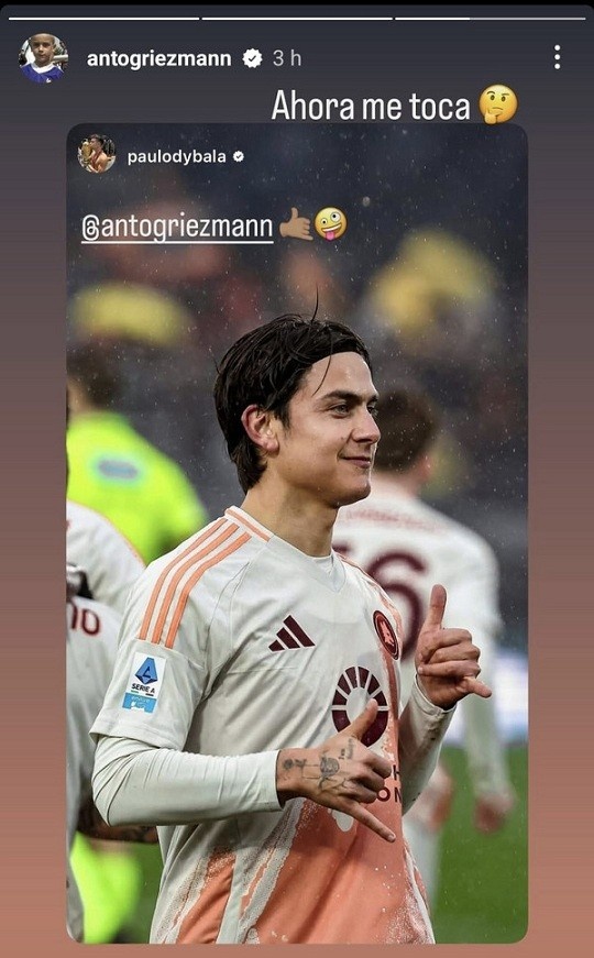  迪巴拉進球后模仿格列茲曼慶祝動作，格列茲曼回應(yīng)：現(xiàn)在輪到我了