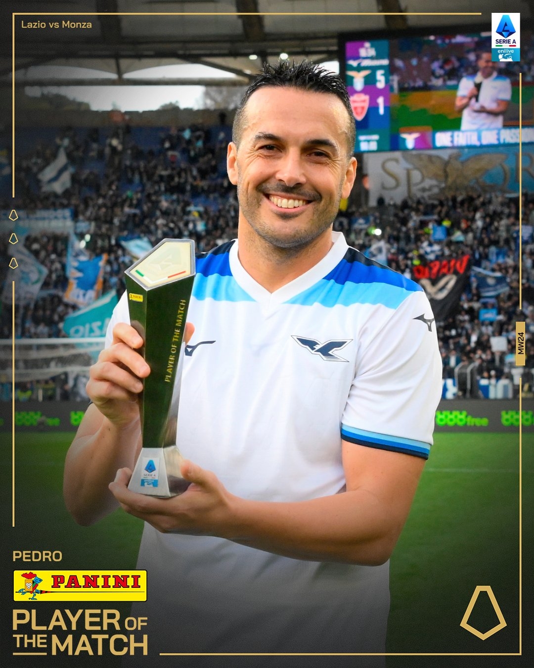  佩刀不老！37歲佩德羅雙響獲MVP&賽季已9球4助，拉齊奧居意甲第4