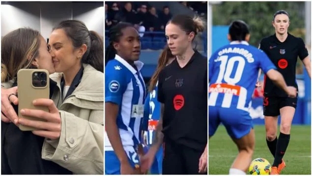  尷尬！巴薩女足球員萊昂“性騷擾”對(duì)手時(shí)，她的伴侶就在幾米開(kāi)外