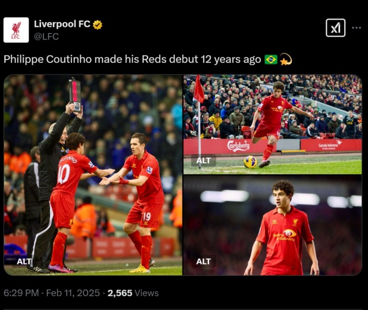  利物浦紀(jì)念庫鳥首秀12周年，5年生涯201場54球43助&1.35億歐離隊(duì)