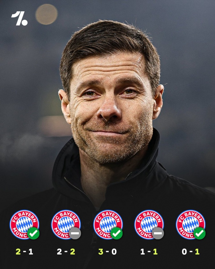  3勝2平！阿隆索出任勒沃庫森主帥以來對陣拜仁保持不敗