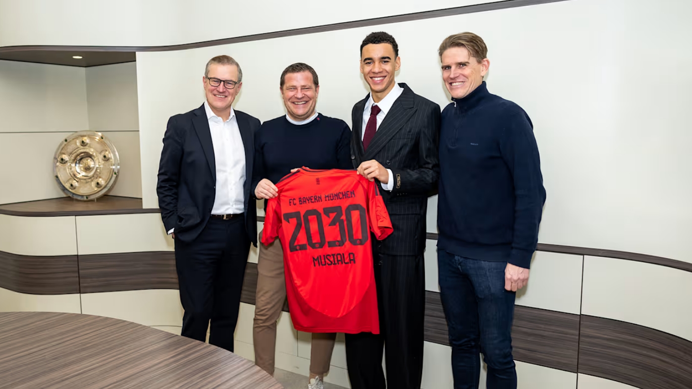  法爾克：穆西亞拉新合同解約金1.75億歐，年薪約2500萬(wàn)歐元