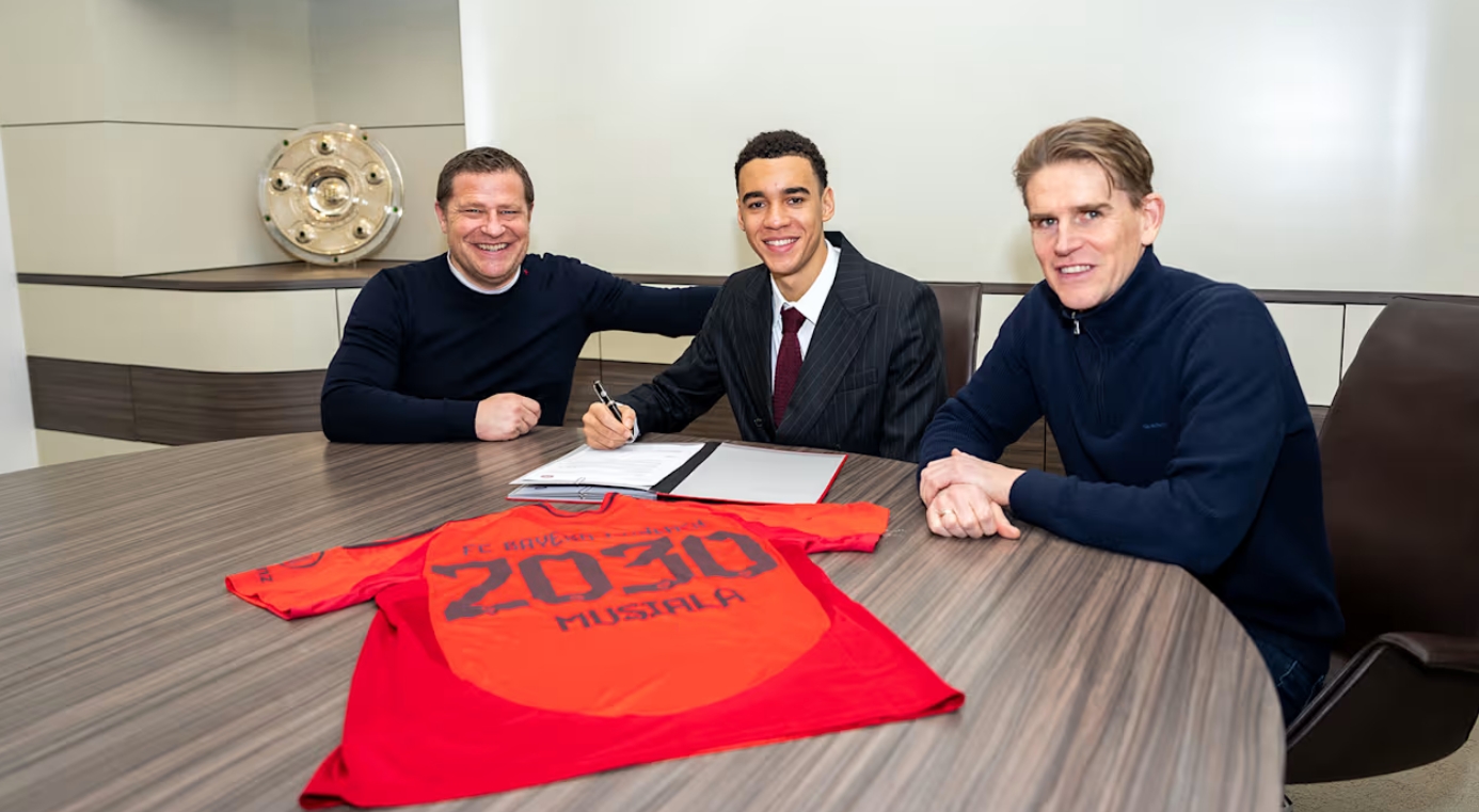  德國(guó)足球最大合同！穆西亞拉5年薪資超1.25億，第4年解約金1.75億