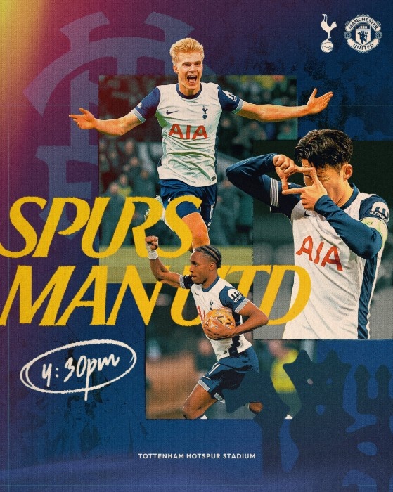  熱刺曬主場戰(zhàn)曼聯(lián)海報(bào)，孫興慜&貝里瓦爾&新援特爾出鏡