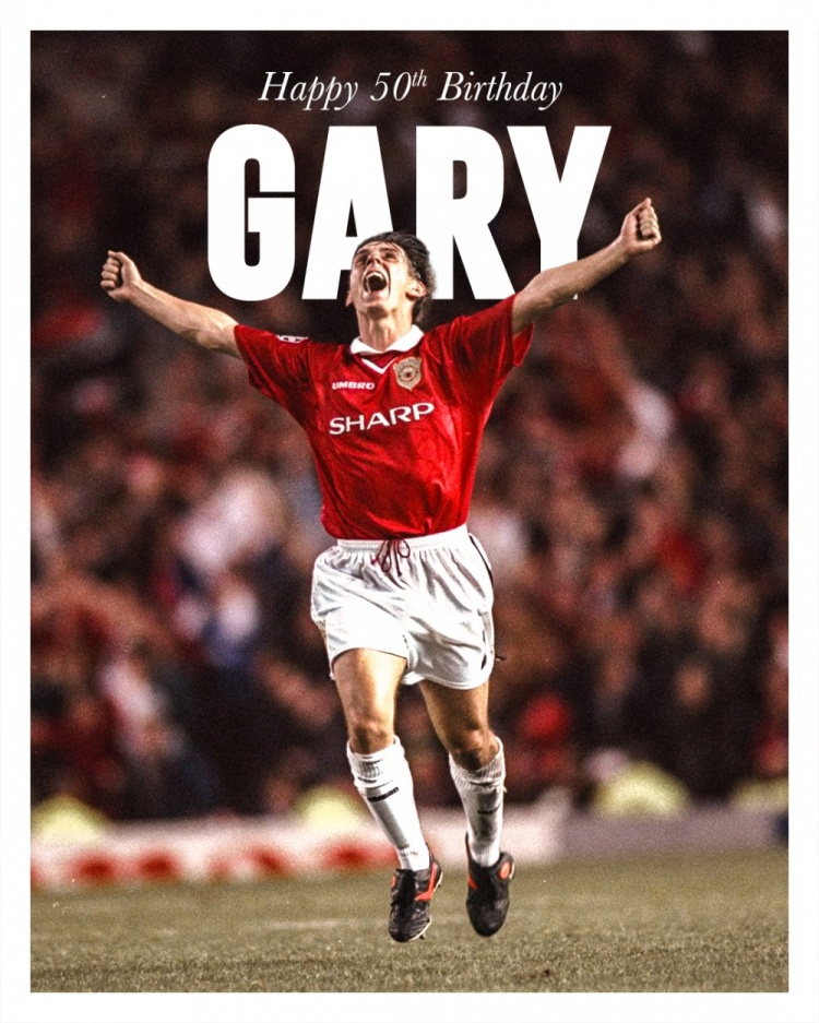  傳奇！曼聯(lián)官方祝加里-內(nèi)維爾50歲生日快樂，紅魔生涯斬獲25冠