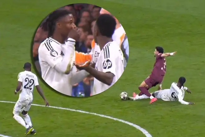  勝局已定+有停賽風(fēng)險(xiǎn)?卡馬文加仍兇狠鏟搶，賽后遭維尼修斯批評(píng)