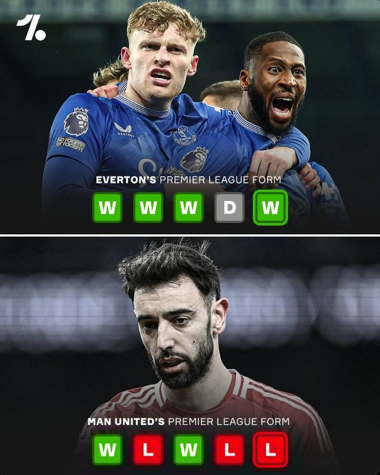  莫耶斯執(zhí)教埃弗頓近5場英超4勝1平，同期曼聯(lián)僅2勝3負(fù)