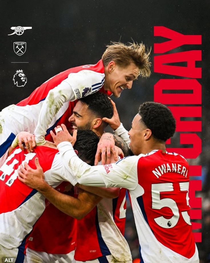  沖擊英超四連勝！阿森納官推發(fā)布本輪英超對(duì)陣西漢姆海報(bào)