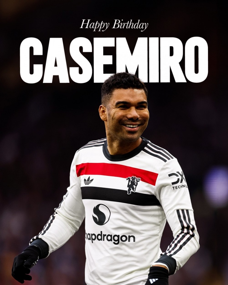  曼聯(lián)祝卡塞米羅33歲生日快樂，球員加盟至今出戰(zhàn)109場15球9助