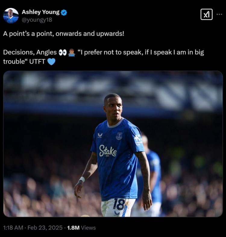  不滿判罰？阿什利揚引用穆帥名言：我寧愿不說話，說了會有大麻煩