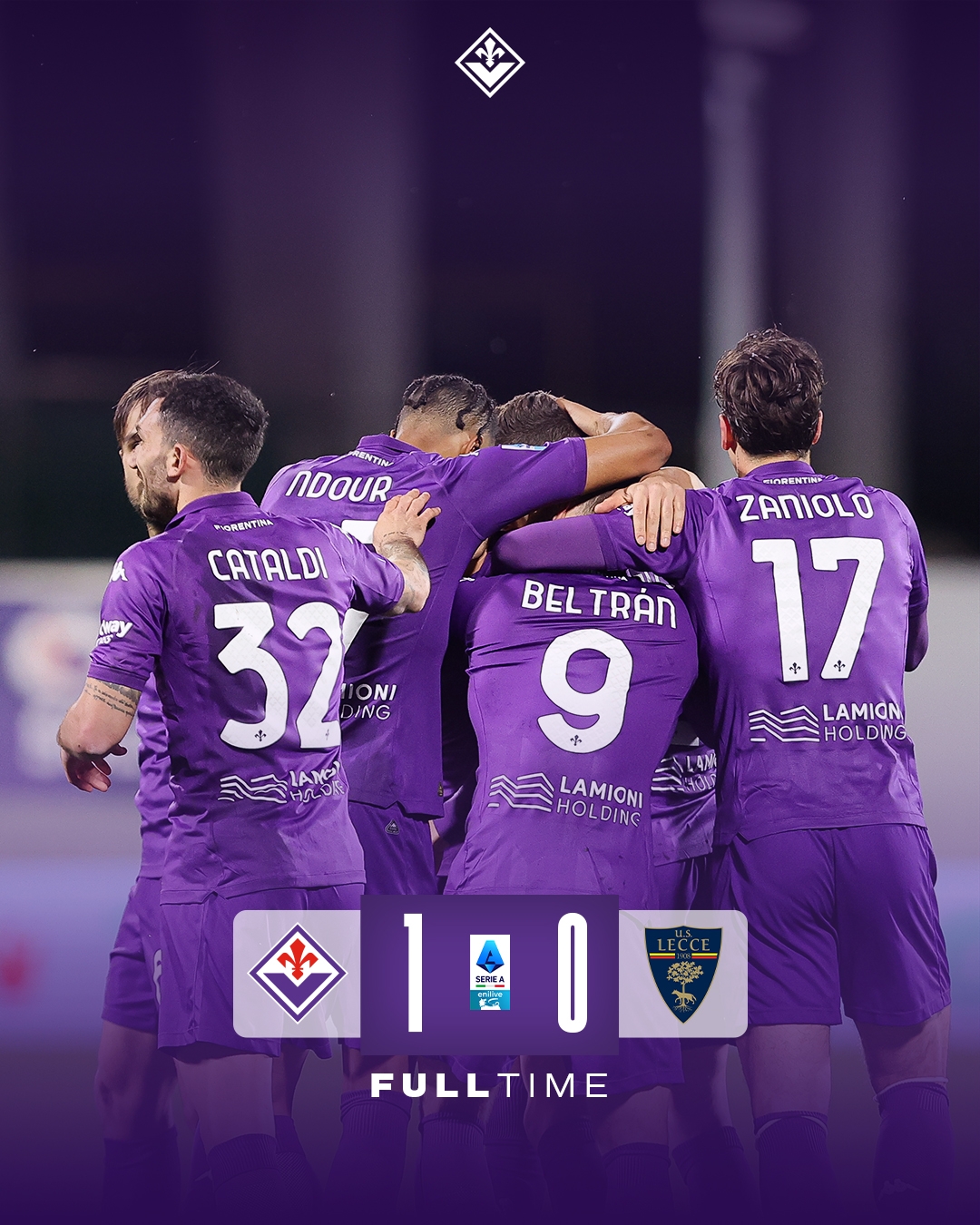  冠軍判官？佛羅倫薩未來3輪分別打意甲2/3/4，此前曾3-0第1名國米