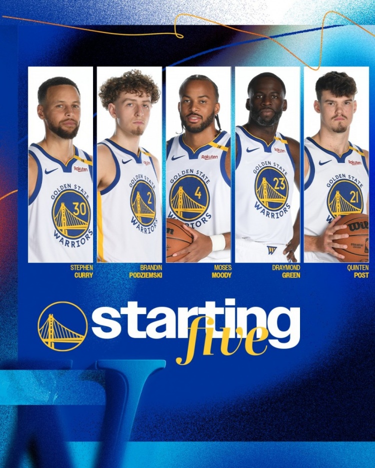  今日對(duì)陣76人！勇士首發(fā)：波斯特、追夢(mèng)、穆迪、波杰姆斯基、庫(kù)里