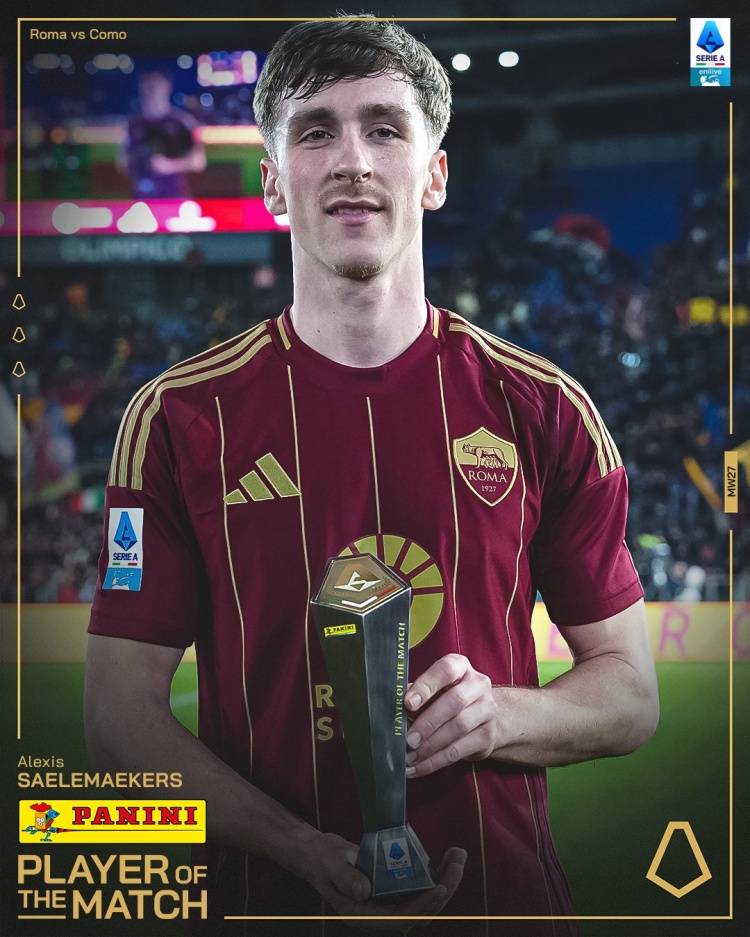  替補(bǔ)打進(jìn)一球！意甲官方：薩勒馬科爾斯當(dāng)選羅馬2-1科莫全場最佳