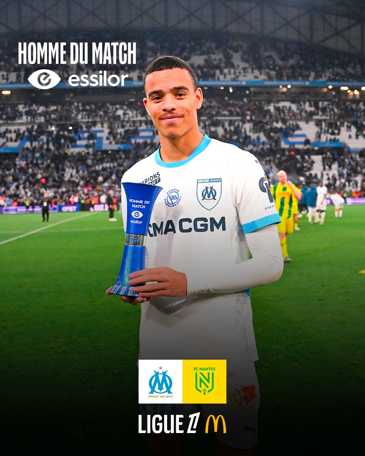  打進1球，格林伍德當選馬賽2-0南特全場最佳球員