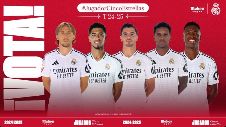  皇馬2月最佳球員候選：維尼修斯、貝林厄姆、 莫德里奇在列