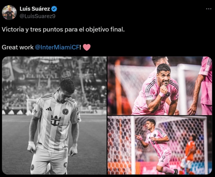  1射3傳造大勝！蘇亞雷斯社媒曬照慶祝勝利：全隊(duì)表現(xiàn)很棒！