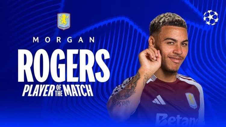  傳中造烏龍！歐冠官方：摩根-羅杰斯當(dāng)選布魯日vs維拉全場最佳