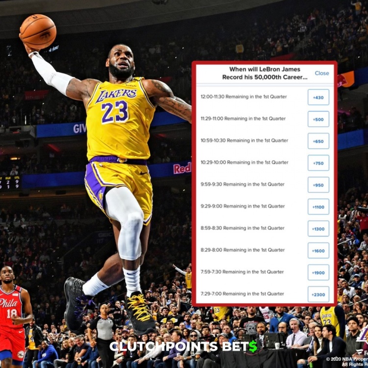  僅差1分！詹姆斯今日何時(shí)破五萬分賠率：開場(chǎng)30秒內(nèi)最被看好
