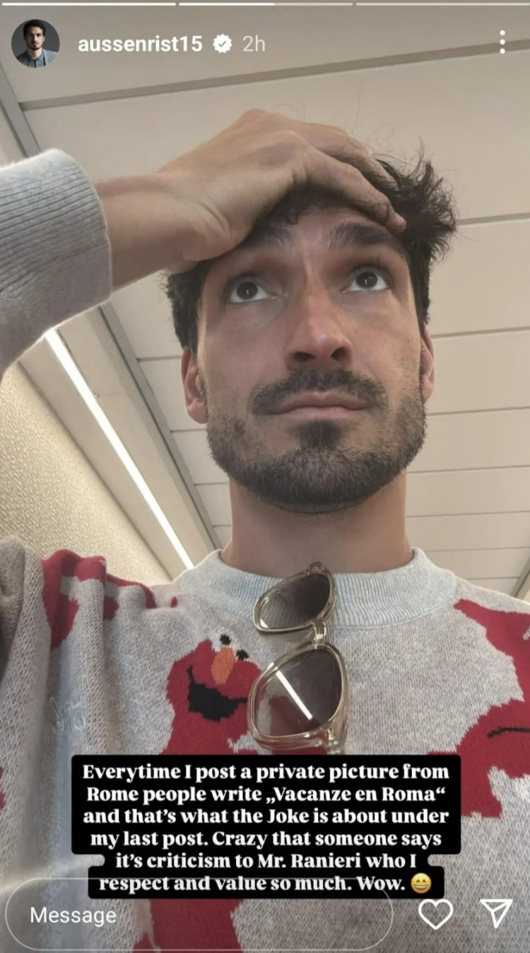  社媒被質疑是暗諷拉涅利，胡梅爾斯回應：太瘋狂了，我非常敬重他