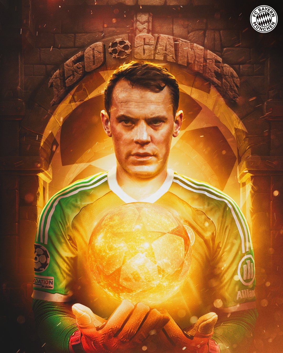  諾伊爾迎歐冠第150次出場里程碑之戰(zhàn)，拜仁官方曬海報紀(jì)念