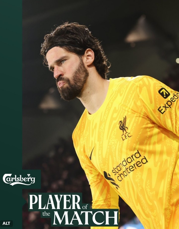  9次撲救力挽狂瀾！利物浦官方：阿利森當(dāng)選對(duì)陣巴黎隊(duì)內(nèi)最佳球員