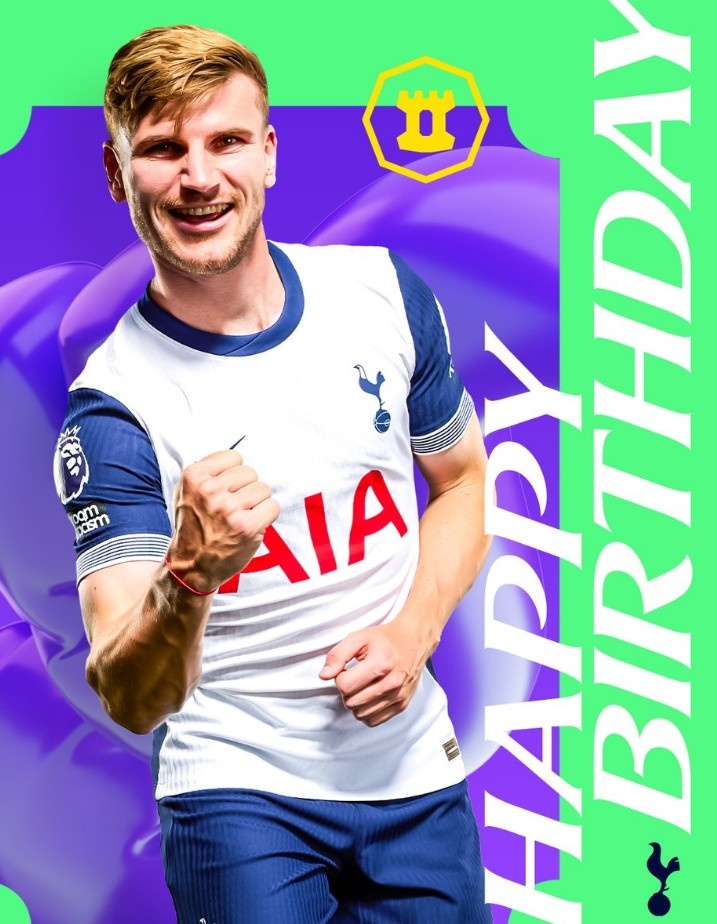  維爾納迎29歲生日，熱刺官方曬海報(bào)送上生日祝福