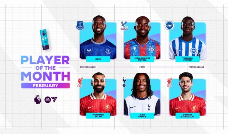  英超2月最佳候選：貝托、馬特塔、明特、薩拉赫、斯賓塞、索博