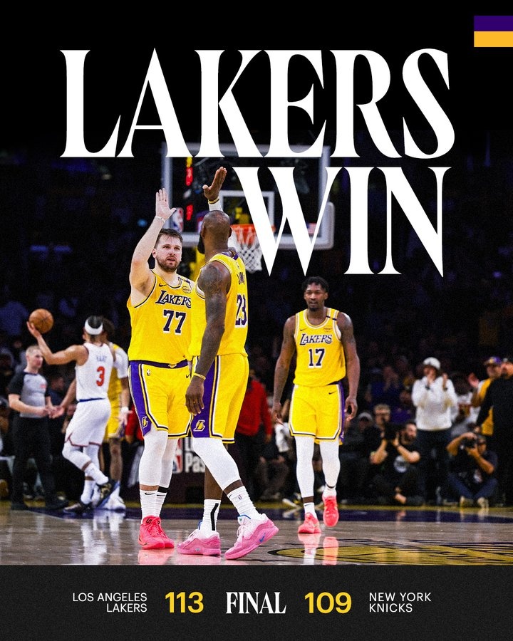  湖人官方曬出贏球海報(bào)：詹姆斯、東契奇、芬尼-史密斯登上封面