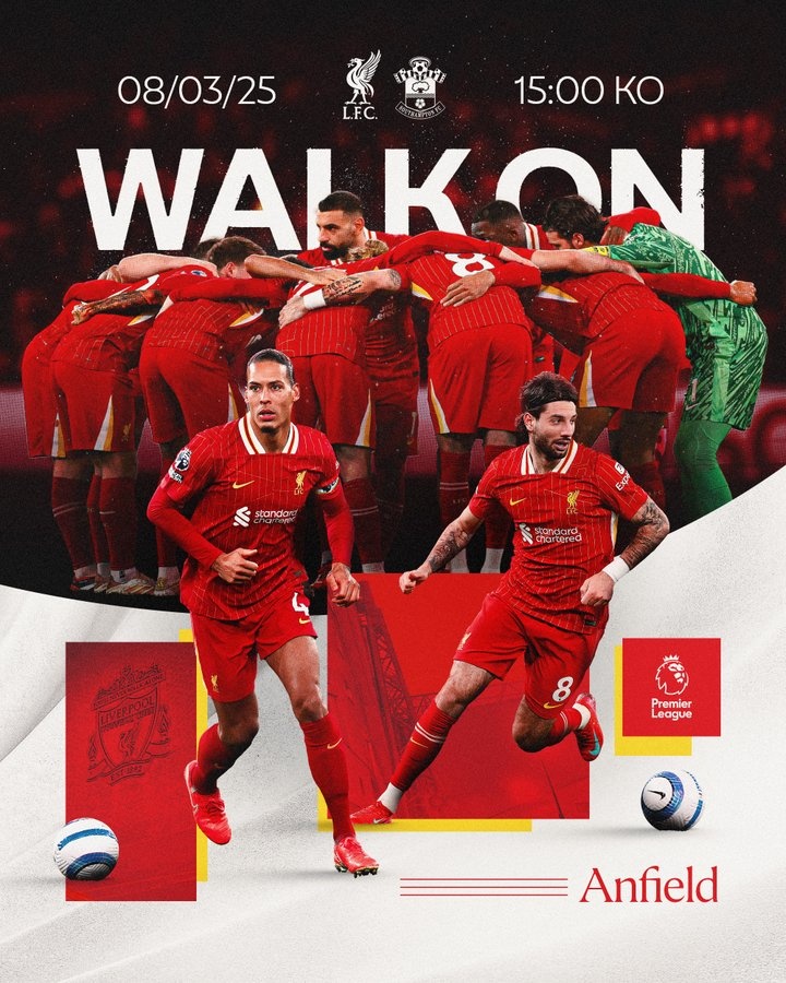  繼續(xù)前行！利物浦曬海報預熱戰(zhàn)圣徒：范迪克、薩拉赫、索博出鏡