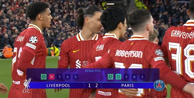  努涅斯失點(diǎn)之后一直到杜埃制勝點(diǎn)球，鏡頭多達(dá)5次給到努涅斯特寫