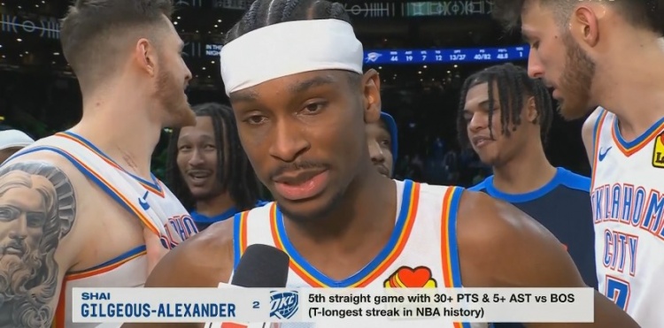  亞歷山大對陣綠軍連續(xù)5場拿下至少30分5助攻 追平歷史紀(jì)錄！