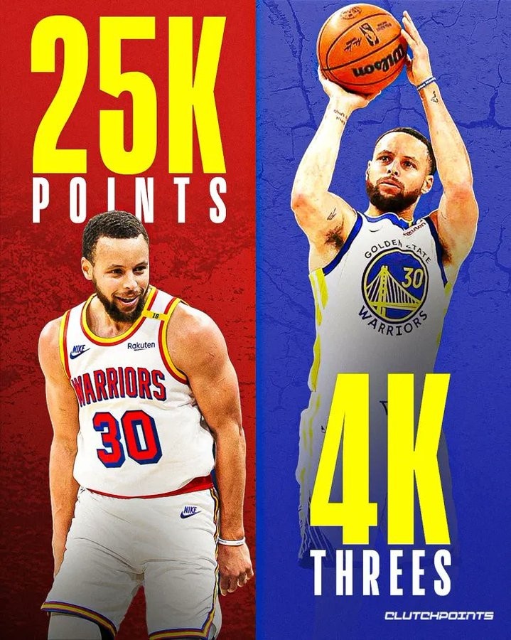  好事連連！庫里五天內(nèi)迎兩大里程碑：25000分+4000記三分球