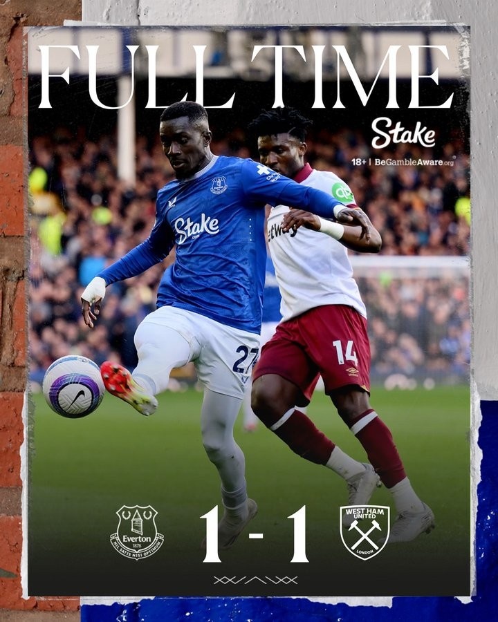  4勝5平！埃弗頓補時絕平西漢姆，已在英超4連平+連續(xù)9輪不敗