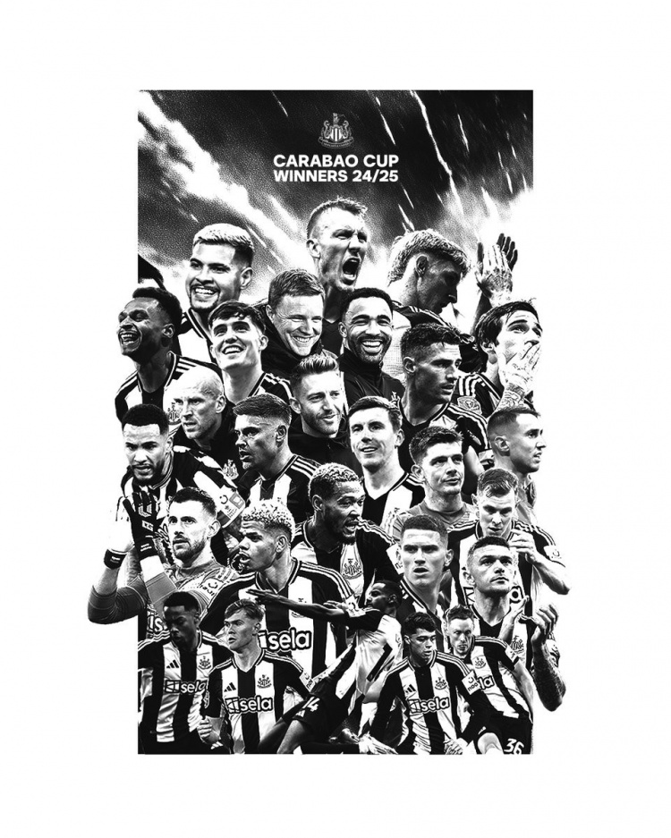  紐卡斯爾官推曬奪冠紀念海報：我們是聯(lián)賽杯冠軍！