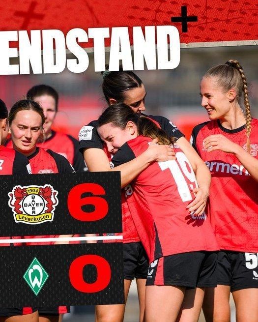  勒沃庫森女足6-0云達(dá)不來梅女足，沈夢(mèng)露首發(fā)出場(chǎng)59分鐘