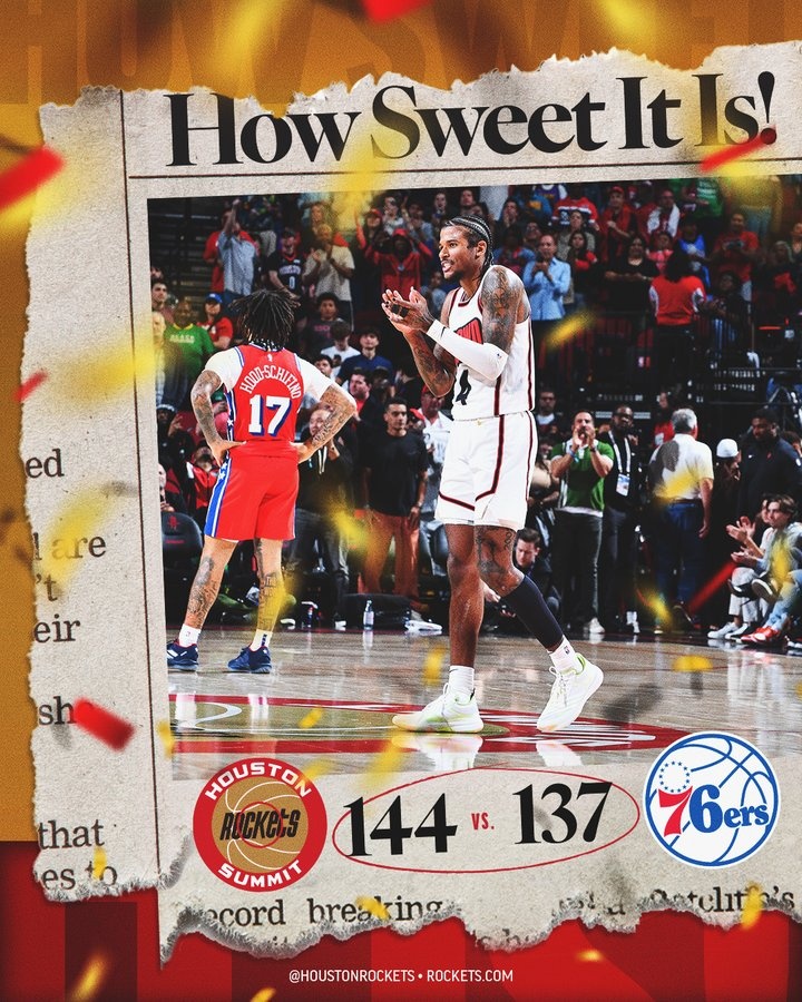  云淡風雪輕！火箭曬贏球海報 助攻生涯新高的杰倫-格林登上封面