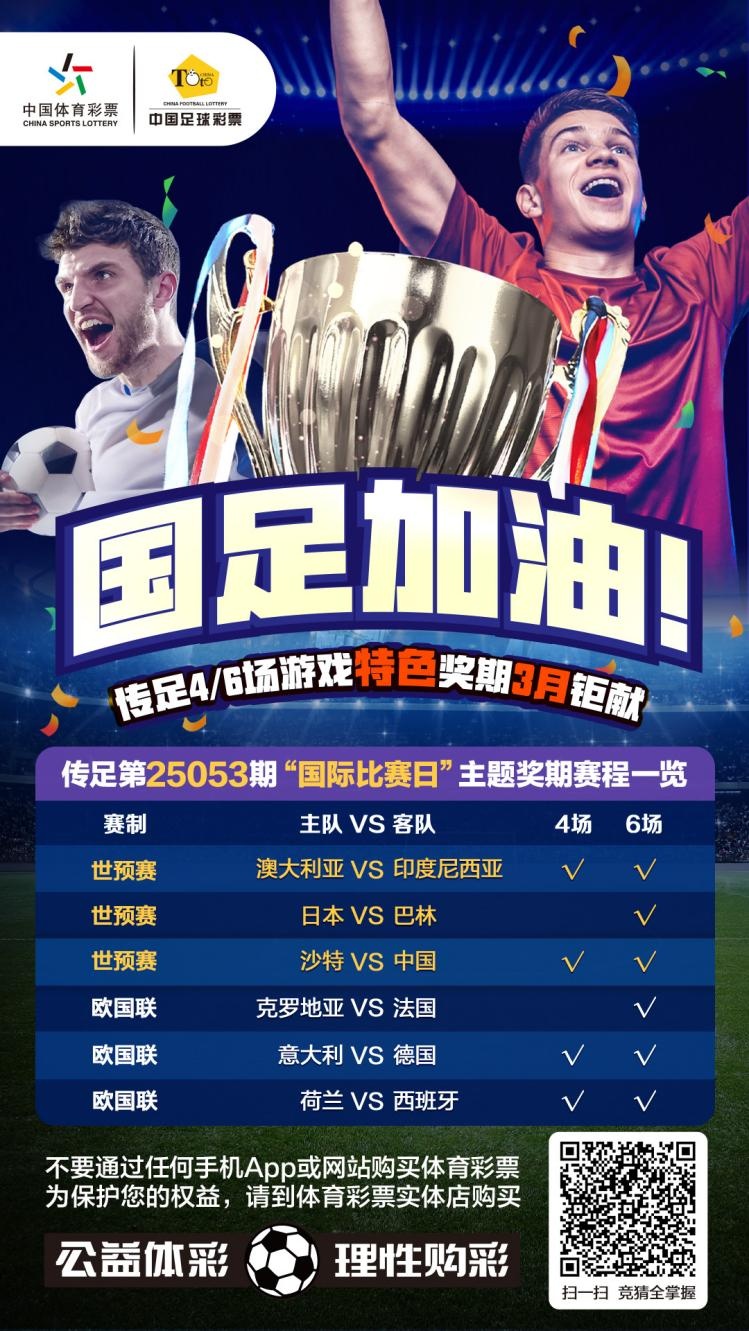  國足加油！傳足特色獎(jiǎng)期第25053期聚焦國際比賽日