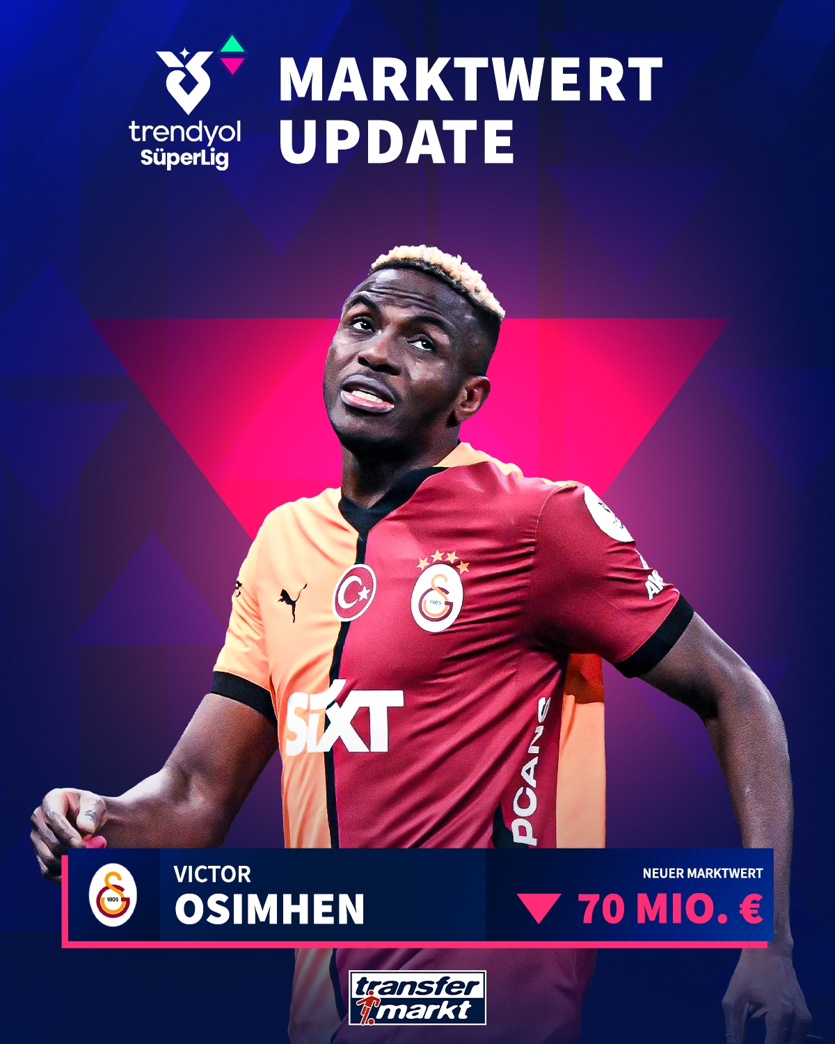  已跌3000萬?德轉(zhuǎn)官方：未轉(zhuǎn)會頂級聯(lián)賽，奧斯梅恩身價跌至7000萬