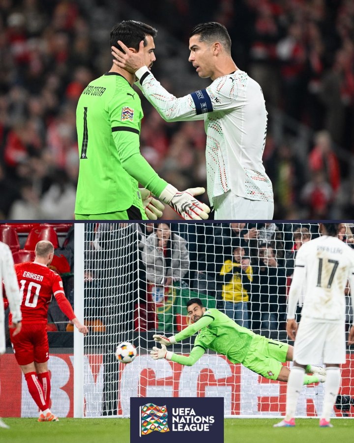  給建議了？歐國聯(lián)官推：C羅與科斯塔耳語，隨后后者撲出點球