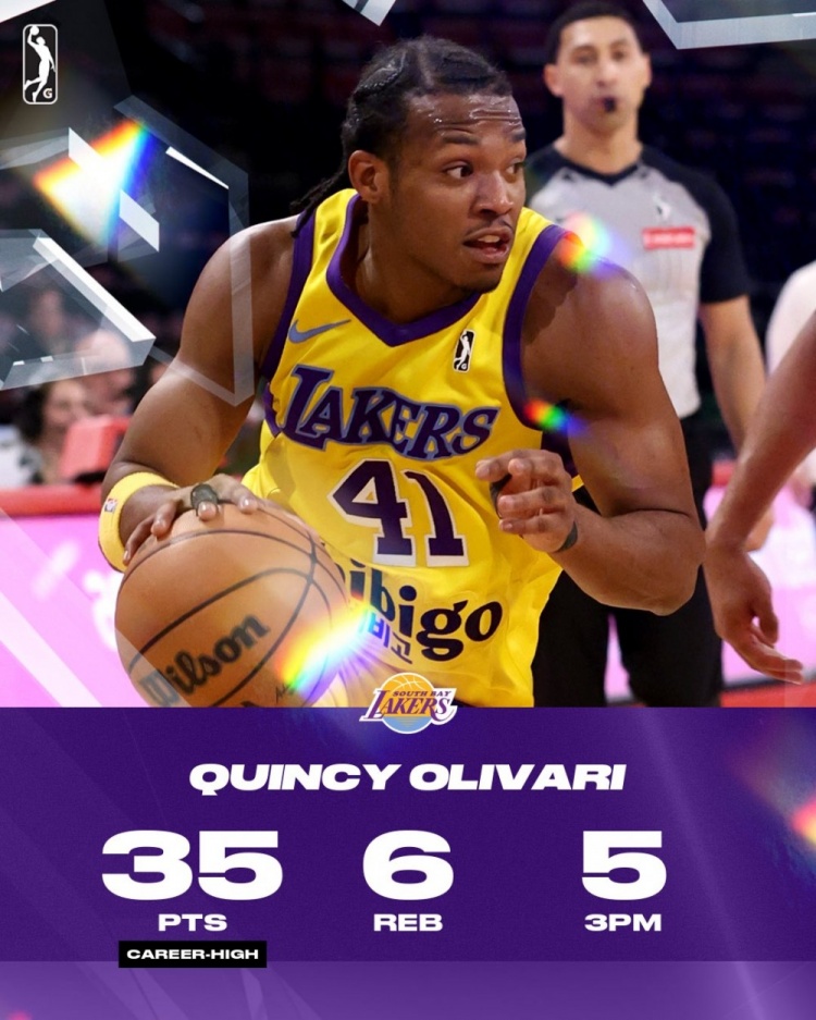  火力全開！奧利瓦里在南灣湖人單場砍35分6板2助&仍難阻球隊(duì)失利