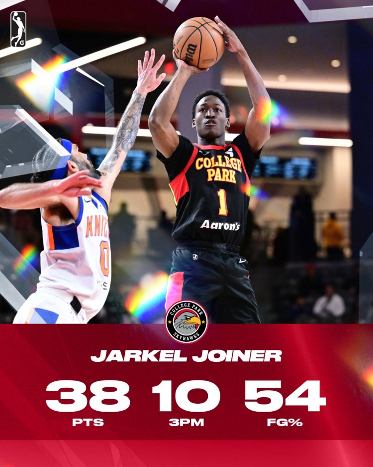  這是誰的部將！23年落選秀喬伊納今日G聯(lián)盟比賽3分16中10爆砍38分