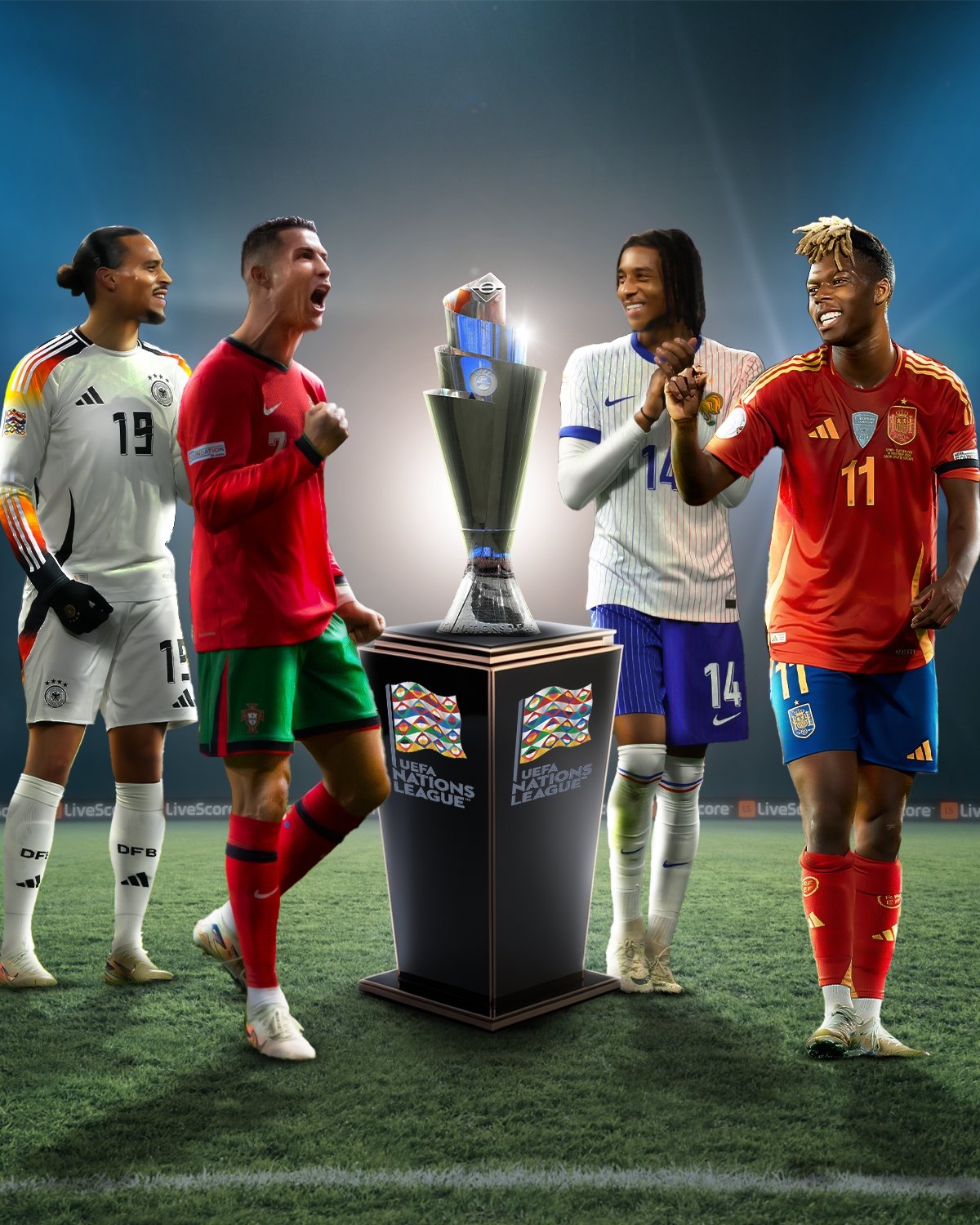  歐國聯(lián)半決賽對陣：德國vs葡萄牙 ，西班牙vs法國