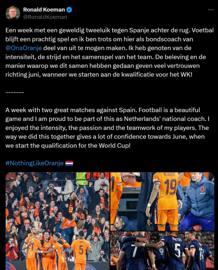  科曼社媒：和西班牙進(jìn)行了2場(chǎng)精彩對(duì)決，現(xiàn)在對(duì)世預(yù)賽充滿信心