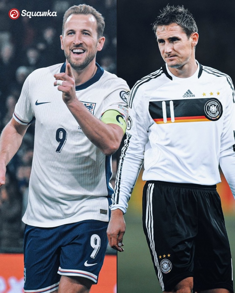  71球！凱恩國(guó)家隊(duì)生涯進(jìn)球數(shù)超越希勒+歐文總和，追平克洛澤