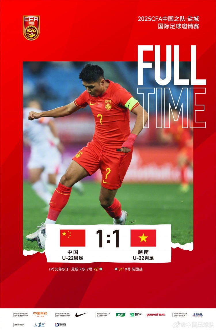  中國體育報(bào)：U22國足四國賽奪冠建立信心 1-0贏韓國很具有代表性