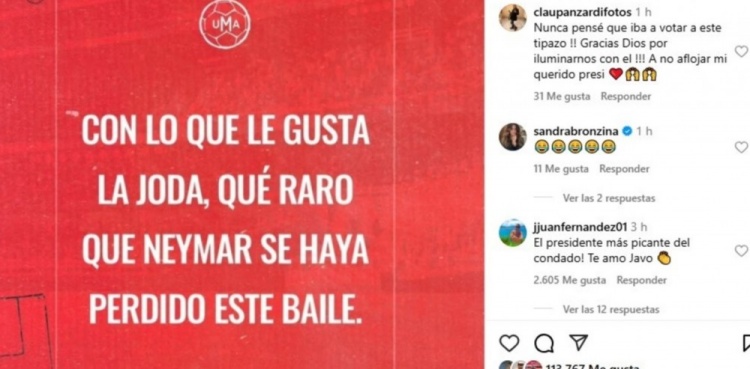  4-1大勝，阿根廷總統(tǒng)嘲諷內(nèi)馬爾：他如此愛聚會，缺席令人奇怪