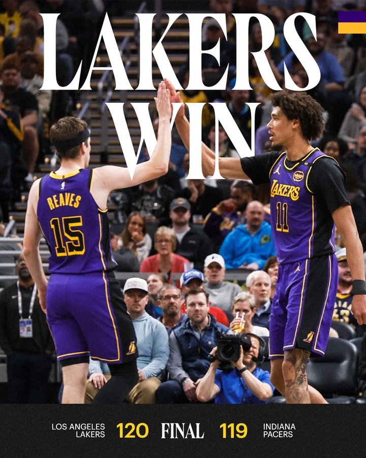  湖人官方曬出贏球海報：里夫斯、海斯成為封面人物